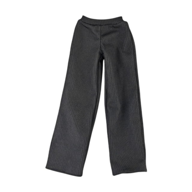 Pantalones de chándal 1/6, minipantalones largos de pierna ancha, disfraz de muñeca en miniatura suelto para deportes atléticos para muñecas femeninas negro