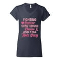 thumbnail image 2 of Wild Bobby, Fighting Cancer And Still Sexy, Breast Cancer Awareness, Women Standard V-Neck Tee, Navy, Medium, 2 of 5