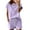 Purple, variant on Langwyqu Solid Color Women Casual 2 Pieces Sets Tops & Shorts Suit