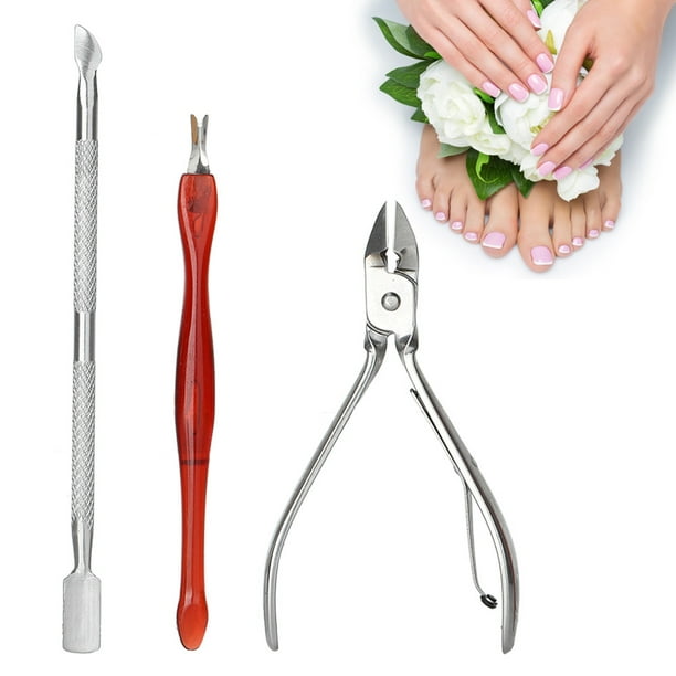 YLSHRF Cuticle Nipper,3Pcs Stainless Steel Manicure Dead Skin Pusher
