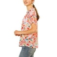 thumbnail image 5 of INSPIRE CHIC Women's Blouse Floral Ruffled Short Sleeve Ruffle Neck Casual Blouses XS White, 5 of 9