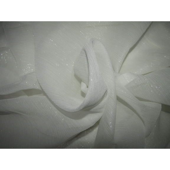 White~100% silk chiffon fabric 44 inches-SILVER SHIMMER id=10267
