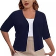 thumbnail image 1 of Aocisk Plus Size Cardigan for Women 2024 Spring Summer Open Front Solid Color Half Sleeve Coat Tops Casual Navy XXL, 1 of 6