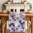 thumbnail image 4 of Purple Pink Roses Cotton Linen Table Runner for Dining Kitchen, Spring Floral Elegant Pastoral Botanical Wedding Outdoor Party Tablerunners, Dresser Scarf Coffee Tablecloth Runners 13x70 Inches, 4 of 9