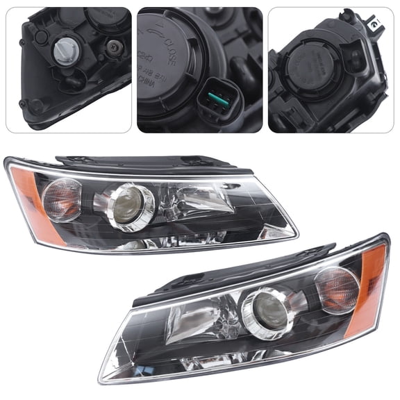 Pair Headlights For 2006-2008 Hyundai Sonata Sedan Left & Right Side HY2502135