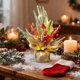 thumbnail image 4 of xihome Árbol de Navidad artificial de mesa de 30 cm (12 pulgadas) con luces, bayas rojas, piñas y base de arpillera para decoracin navideña del hogar., 4 of 6