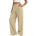 thumbnail image 7 of BXJX Womens Straight-leg Sweatpants, Casual Sports Drawstring Decor Elastic Waist Pants with Pockets Beige Size S-2XL, 7 of 7