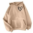 thumbnail image 3 of THDHVS Oversized Hoodies for Women,Womens Hoodies,Casual Women's Fashion Print Long Sleeve Hooded Pocket Tops Sweatshirts Khaki 3XL, 3 of 5