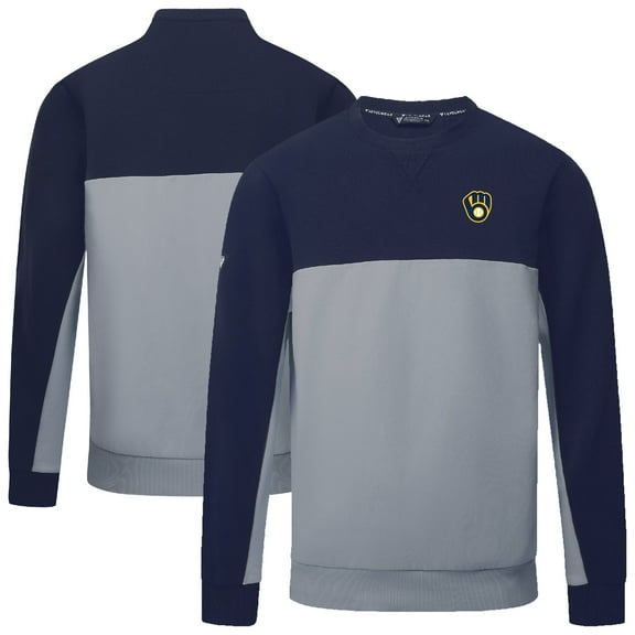 Men's Levelwear Navy/Gray Milwaukee Brewers Legacy Insignia 2.0 Pullover Sweatshirt