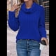 thumbnail image 5 of Suéter Tipo Túnica de Cuello Alto para Mujer, de Larga, de Punto Acanalado, Cómodo, Holgado, Informal, para Otoño Azul M, 5 of 7
