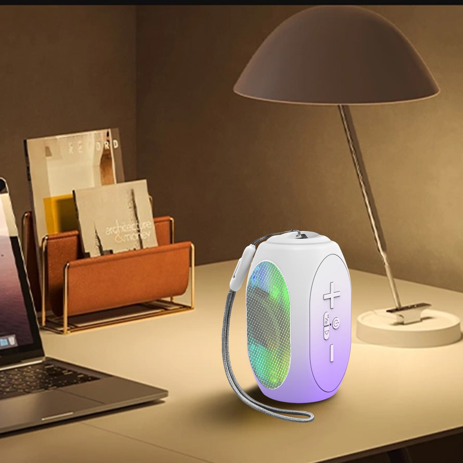 LACKUST RGB Bluetooth Speaker 5.3, Low Latency Desktop Speaker with Colorful Lights, Room-Filling Sound, Long Battery Life, Portable Purple Speaker for Gaming/Party