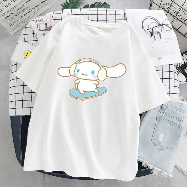 Japonés Harajuku gótico T-shirt perro Laurel impresión de dibujos animados de manga corta suelta mujeres verano T-shirt moda lindopangjing