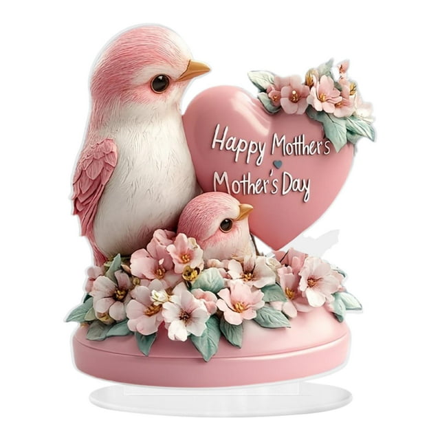 Parrot 2D acrílico Día de la madre Mesa de decoración Centro de mesa con placa decorativa de pájaros base para de estante de café de