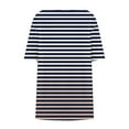 thumbnail image 5 of ZQUUVOU Women's Summer Top Plus Size Short Sleeve Solid Stripe Round Neck Front Fold Blouse White, 5 of 6