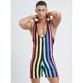 thumbnail image 4 of YIZYIF Mens One Piece Swimsuit Stripes Print Water Sports Speed Dry Surfing Bodysuit Rainbow L, 4 of 7