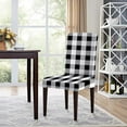 thumbnail image 5 of Buffalo Check Spandex Chair Slipcovers Removable Universal Stretch Elastic Gingham Chair Protector Covers for Dining Room, Restaurant, Hotel, Banquet, Ceremony, Set of 6, Black/White Plaid, 5 of 6