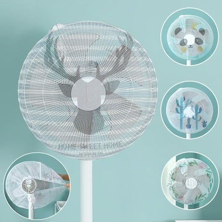 

Honrane 2Pcs Bear Deer Pattern Circular Electric Fan Cover Dust Proof Safety Mesh Shield