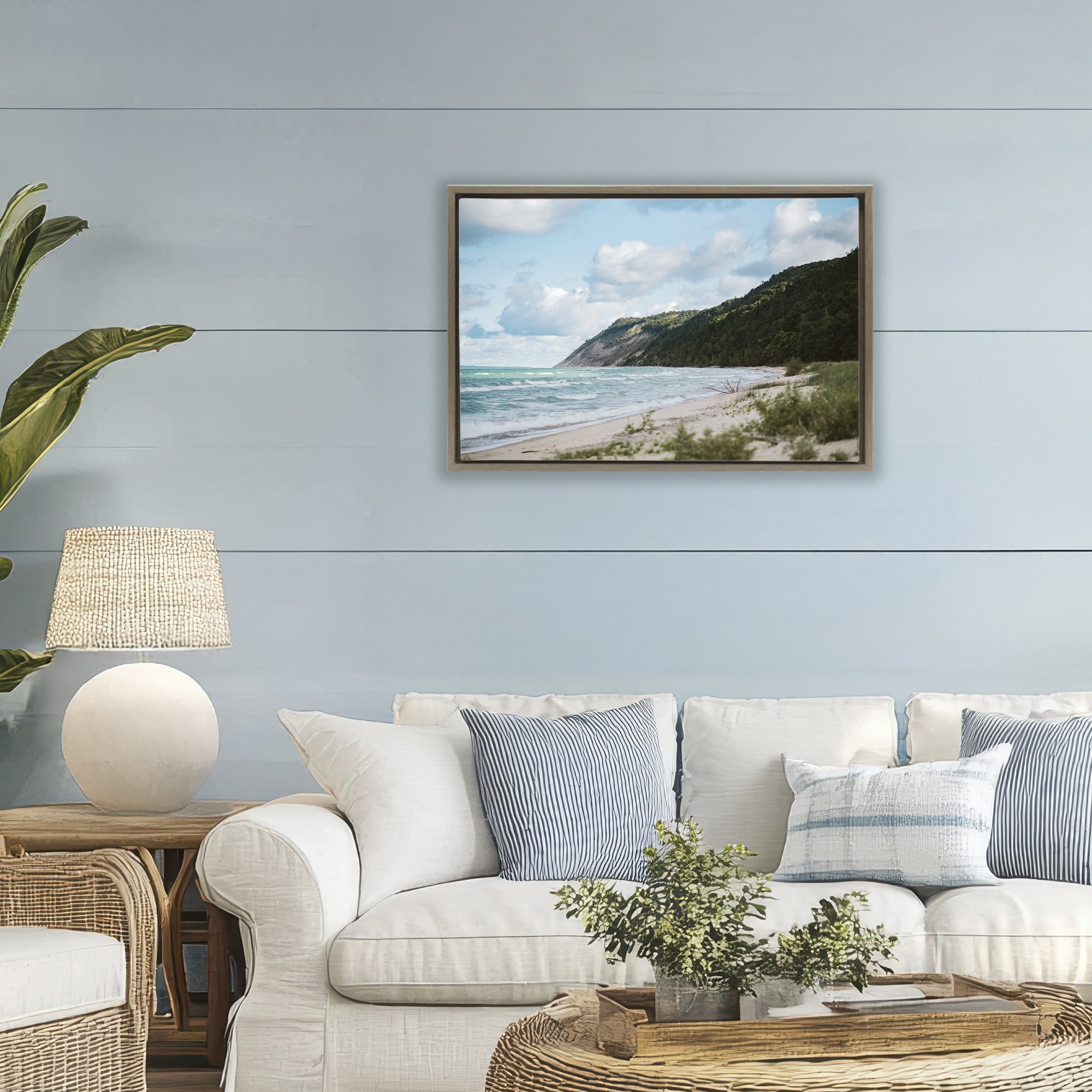 Stupell Industries Sleeping Bear Cliff Brown Framed Floater Canvas Wall Art, design by Amy Carroll