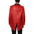thumbnail image 3 of CHAQUETA TUXEDO DE COLA DE PAVO REAL PARA HOMBRES CON LENTEJUELAS INSPIRADORAS, TRAJE BRILLANTE PARA FIESTAS, ROJO M, 3 of 6