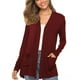 thumbnail image 3 of Blusa elegante de manga larga color vino tinto para mujer, con frente abierto y bolsillos, talla XL, 3 of 5