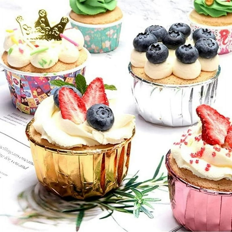 100 Pack Cupcake Liners with Lids Oz Foil Baking Cups Mini