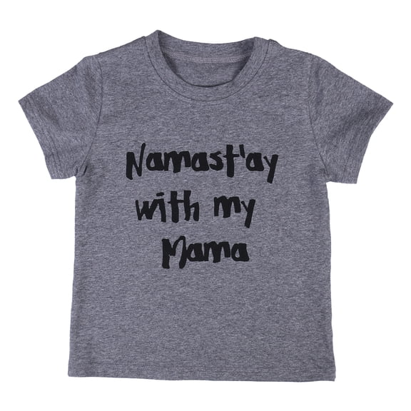 Douhoow 3-5Y Baby Short Sleeve T-shirt Letter Print Round Collar Gray Tops Kids Summer Tee