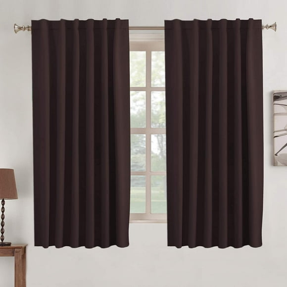AIR-Window Treatment Blackout Curtain Panels Rod Pocket and Back Tab Curtains Window Panels for Living Room Insulated Thermal Blackout Draperies for Bedroom, 52" x 63", 2 Panels, Seal Brown