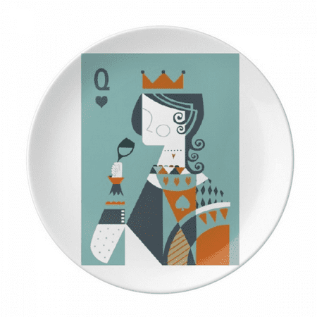

Playing Cards Illustration Q Pattern Plate Decorative Porcelain Salver Tableware Dinner Dish