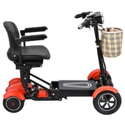 Bangeran Long Range Electric Medical Scooter 25 MILES, Powerful Li-on Battery Large Seat, Foldable Portable - Matte Red