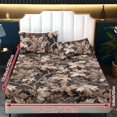 thumbnail image 6 of ZIATUBLES Twin Size Bedding Sheets, Soft Cooling Polyester Bed Sets, 3-Piece Sets with 1 Elasticed Fitted Sheet and 2 Pillowcases, Chic Home RV Decor Accessories, Maple Leaf Branch Camouflage Print, 6 of 9