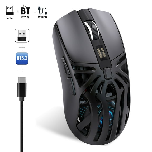 Wireless Gaming Mouse, 10000DPI , 2.4G/USB-C/Bluetooth 5.3 Gaming Mouse Rechargeable Gaming Office Mice for PC