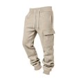 thumbnail image 3 of Mens Fleece Cargo Sweatpants, Relaxed Fit Casual Joggers, 3 of 5