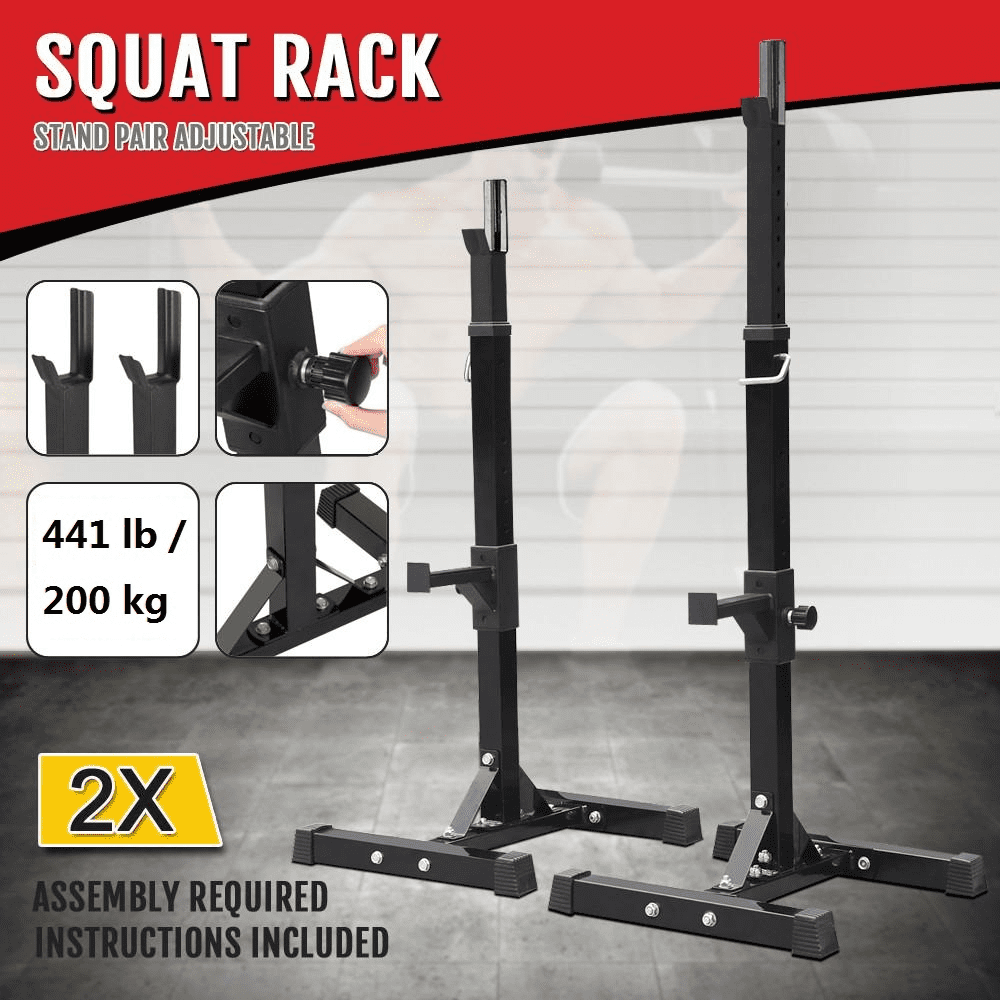 Alden Design 2 Pieces Adjustable Standard Solid Squat Barbell Weight Rack Stands