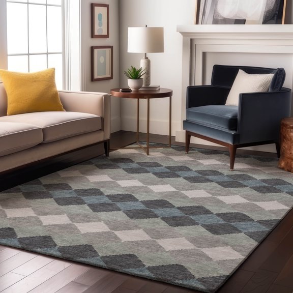 Addison Rugs Mayfield Premium Machine Washable Transitional Geometric Gray Rectangle Rug, 10' x 14'