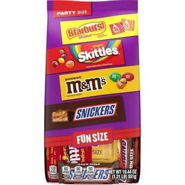 M&M'S Peanut, SNICKERS, STARBURST & SKITTLES Fun Size Assorted Candy Variety Pack, 19.44 oz, Bulk Candy Bag