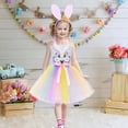 thumbnail image 2 of Rggeeun Toddler Easter Bunny Dress For Girls Tutu With Anime Rabbit Design Party Gown For Kids Celebration Birthday Casual O-Neck Sundress, 2 of 5