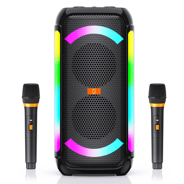 JYX Bluetooth Speaker, Outdoor Speaker with 2 wireless Microphones, 40W Powerful Sound Deep Bass Portable Party Speaker with DJ Lights, T30-T