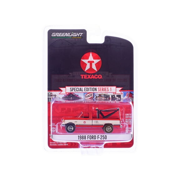 1988 Ford F-250 Tow Truck "Texaco" Red and White "Texaco Special Edition" Series 1 1/64 Die Cast Model Car by Greenlight