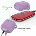 thumbnail image 6 of Case Cover for AirPods 2nd, Soft Silicone Protective Cover with Keychain, Front LED Visible, Purple, 6 of 8