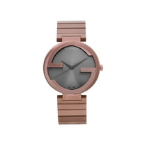 New Gucci Interlocking XL PVD 42mm Steel Brown Dial Men Quartz Watch YA133211