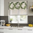 thumbnail image 4 of 2 Pack Valances for Window, Farmhouse Green Garland Short Curtains for Kitchen Bedroom Living Room, Spring Vintage Black Plaid Beige Rod Pocket Small Window Treatment Valance Drapes 60 x 18 Inch, 4 of 8