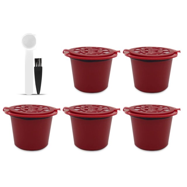 5PCS Nespresso Refillable Coffee Capsule Cup Reusable Coffee Capsule Spoon Brush Coffee Filters Coffee Accessories