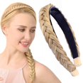 thumbnail image 1 of DIGUAN Diadema de pelo sintético trenzado diadema trenzada con dientes accesorios para mujeres niñas ancho 1 pulgada (rubio arena), 1 of 5