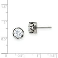 thumbnail image 3 of White Stainless Steel Earring Stud Women'S Textured Cubic Zirconia CZ Round Clear 9.05 mm 9.17, 3 of 3