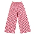 thumbnail image 3 of hoksml Girls Checkered Wide Leg Pants, Kids Smocked High Waist Casual Summer Beach Trousers with Pockets, 3 of 5