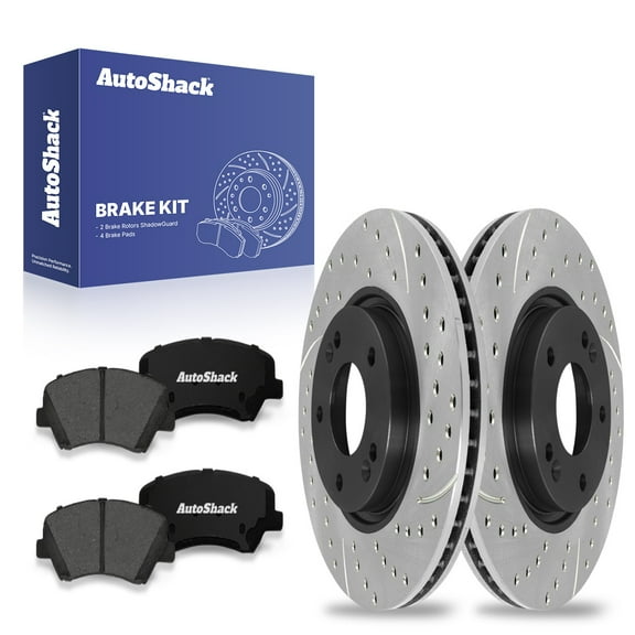 AutoShack Front Brake Kit Replacement for 2017-2018 Kia Forte5 2016 Hyundai Veloster 1.6L 2.0L FWD Drilled & Slotted E-Coated Disc Brake Rotors Ceramic Brakes Pads  11.81" (300mm) BRK010342547