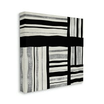 Stupell Industries Abstract Perpendicular Lines Black Grey Beige,24 x 24,Designed by Ellie Roberts