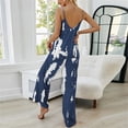 thumbnail image 3 of Women Tie Dye Wide Leg Jumpsuit Sleeveless V Back Casual Loose Summer Outfit, 3 of 5