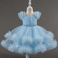 thumbnail image 4 of XUELUO Toddler Girls Tulle Princess Dress Puff Shoulder Ruffled Floral Dress Pearl Waistband Holiday Fluffy Party Skirts, 4 of 6