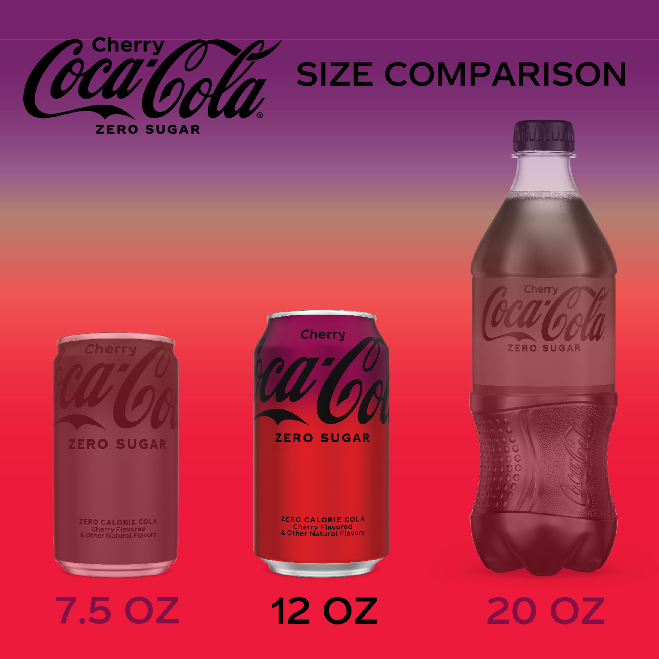 Coca-Cola Zero Sugar Cherry Soda Pop, 12 fl oz, 12 Pack Cans - image 4 of 8
